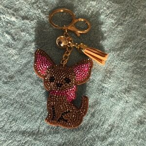 Sparkling Rhinestone Dog Bag Charm/ Keychain
